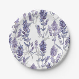 Lavender Fields   Purple Watercolor Flower Pattern Paper Plate