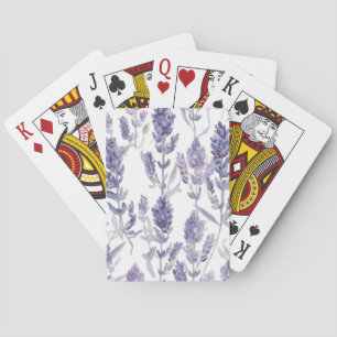 Lavender Fields Purple Watercolor Flower Pattern Playing Cards