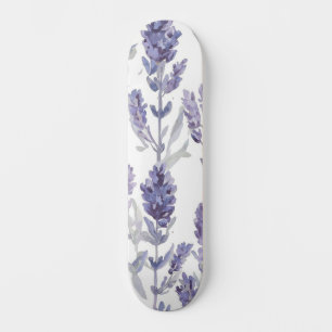 Lavender Fields Purple Watercolor Flower Pattern Skateboard