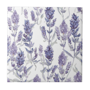 Lavender Fields Purple Watercolor Flower Pattern Tile