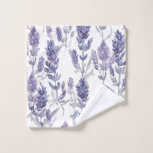 Lavender Fields Purple Watercolor Flower Pattern Wash Cloth