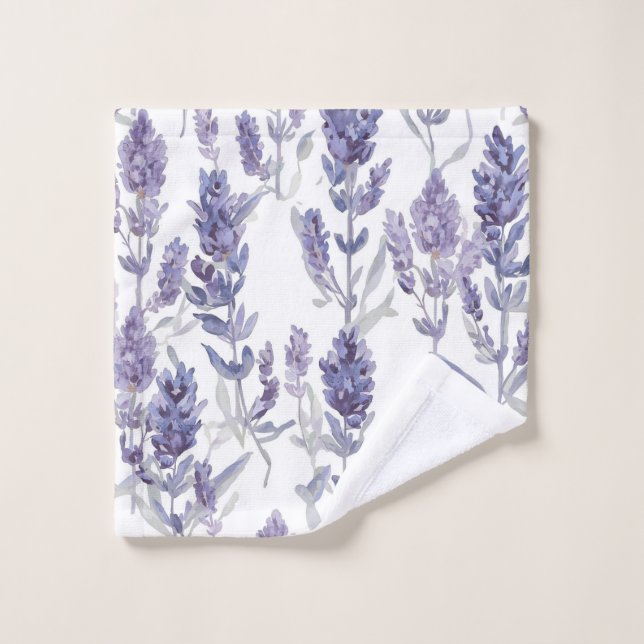 Lavender Fields | Purple Watercolor Flower Pattern Wash Cloth (Wash Cloth)