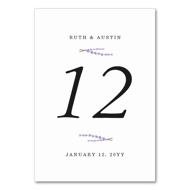 Lavender Fields Table Number (Front)