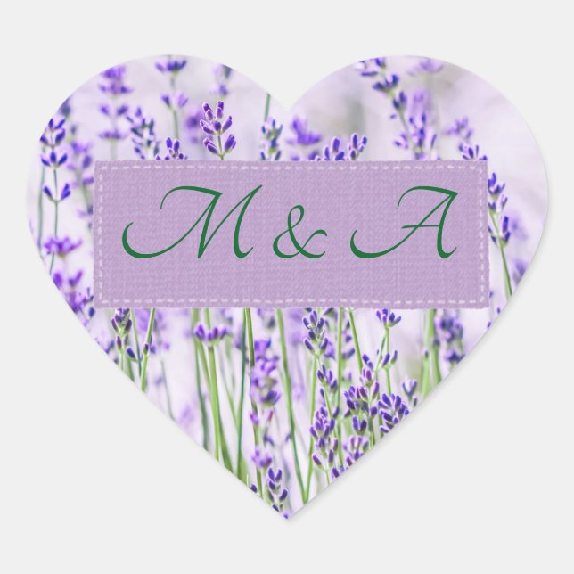 Lavender Fields Wedding Heart Stickers (Front)