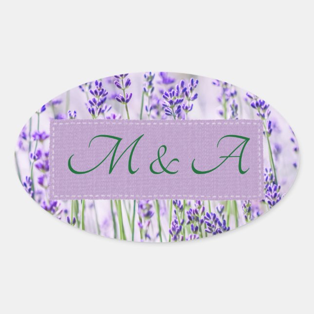 Lavender Fields Wedding Oval Stickers