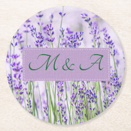 Lavender Fields Wedding Round Paper Coaster