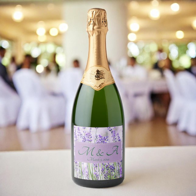 Lavender Fields Wedding Sparkling Wine Label  (Creator Uploaded)