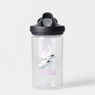 Lavender Figure Skates Personalised Girls Water Bottle
