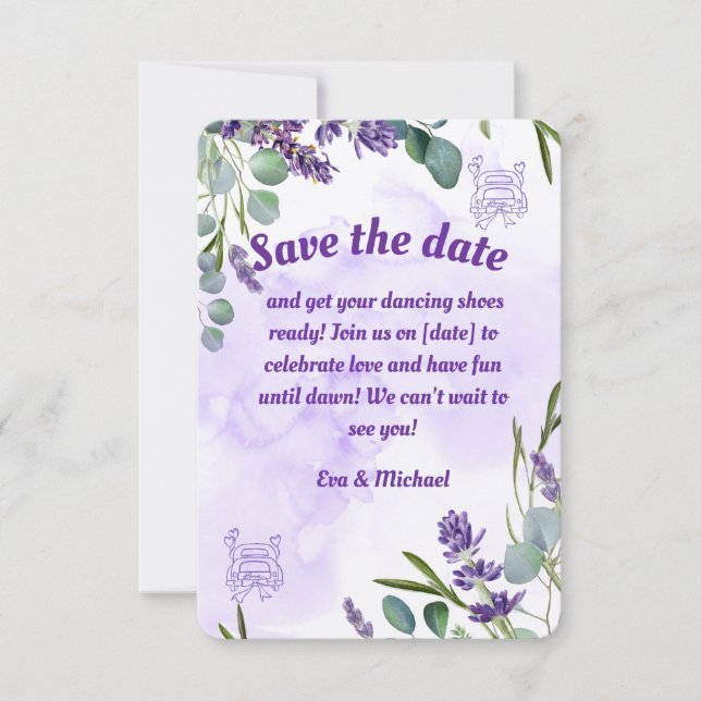 Lavender Flat Save The Date Card (Front)