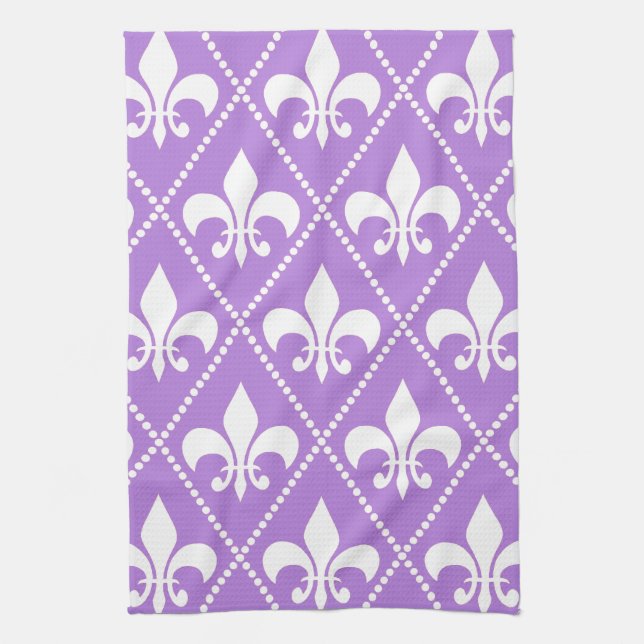 Lavender Fleur de Lis Tea Towel (Vertical)