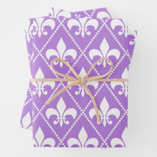 Lavender Fleur de Lis Wrapping Paper Sheet