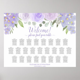Lavender Floral 25 Table Wedding Seating Chart