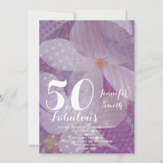Lavender Floral 50 & Fabulous Birthday Invitation