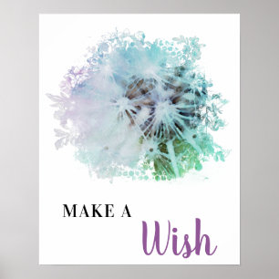 *~* Lavender Floral Abstract DANDELION Make A Wish Poster