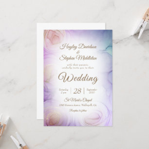 Lavender Floral Abstract Wedding Invitation
