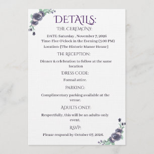 Lavender Floral All-in-One Wedding Invite