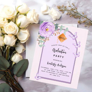 Lavender floral arch Graduation Party invitation