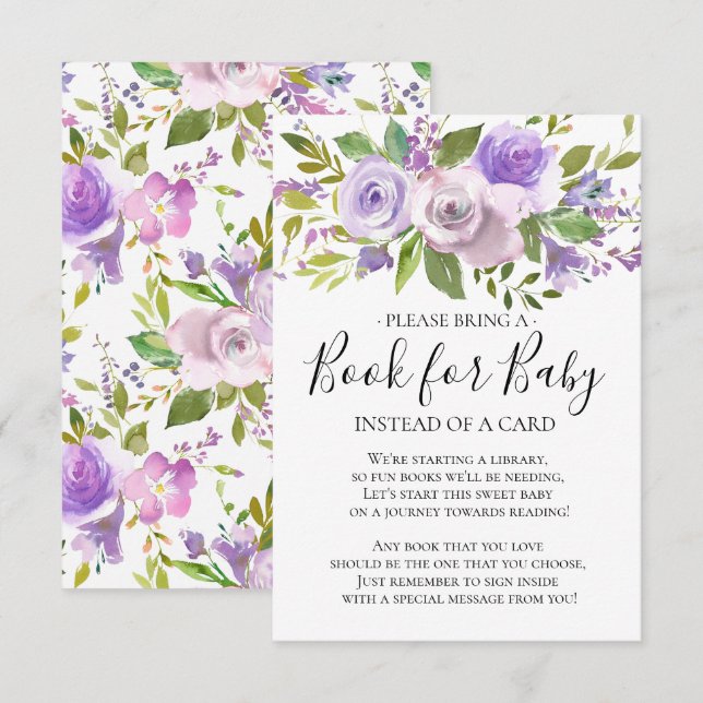 Lavender Floral Baby Shower Book for Baby Invitation (Front/Back)