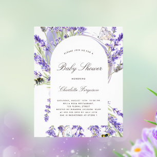 Lavender floral baby shower budget invitation flyer