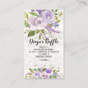 Lavender Floral Baby Shower Diaper Raffle Ticket Enclosure Card