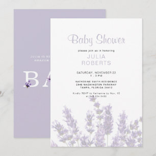 Lavender Floral Baby Shower Invitation