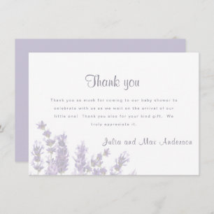 Lavender Floral Baby Shower Thank You Invitation