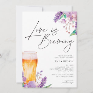 Lavender Floral Beer Bridal Shower Invitation