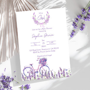 Lavender Floral Bicycle Baby Shower Invitation