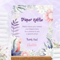 Lavender Floral Bird Baby Shower Diaper Raffle