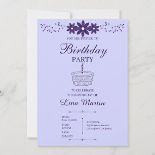 Lavender Floral Birthday Invitation