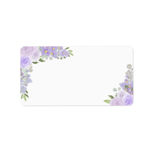 Lavender Floral Blank DIY Print Wedding Address Label (Front)