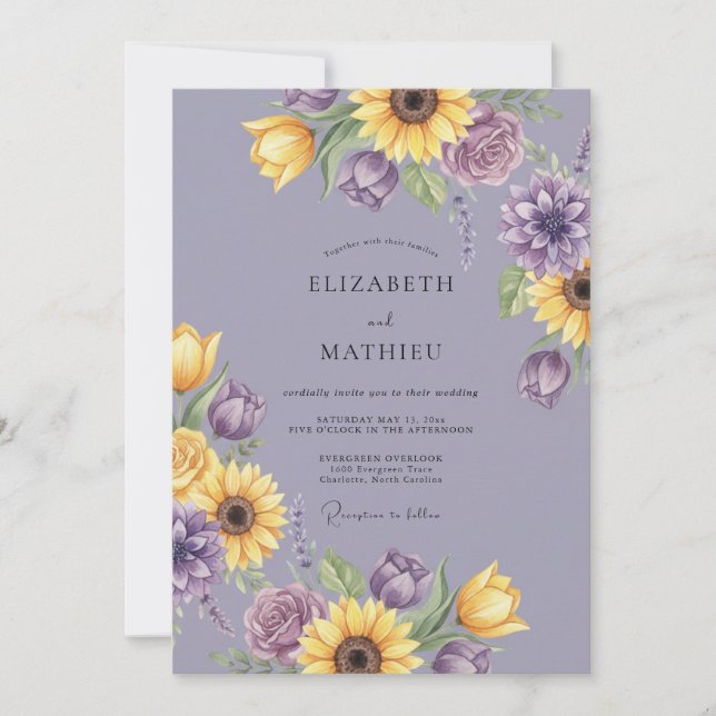 Lavender Floral Bloom Wedding Invitation (Front)