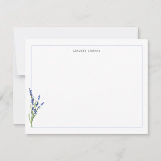 Lavender Floral Border Personalized Stationery Card