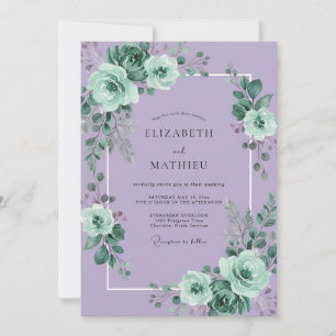 Lavender Floral Border Wedding Invitation