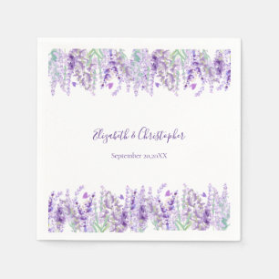 Lavender Floral Botanical Greenery Wedding Napkin