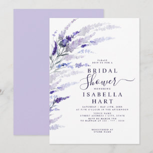 Lavender Floral Botanical Lilac Boho Bridal Shower Invitation
