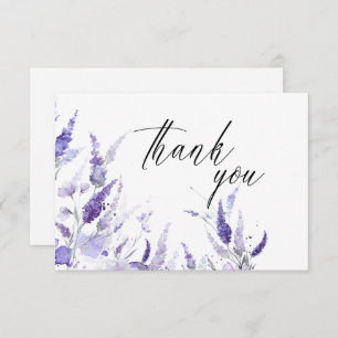 Lavender Floral Botanical Lilac Mauve Wedding Thank You Card