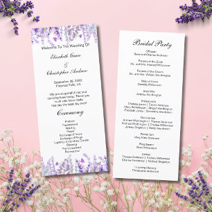 Lavender Floral Botanical Wedding Program Card
