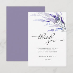 Lavender Floral Botanical Wildflower Lilac Wedding Thank You Card