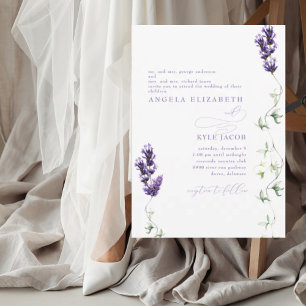 Lavender Floral Both Parents Wedding Invitation