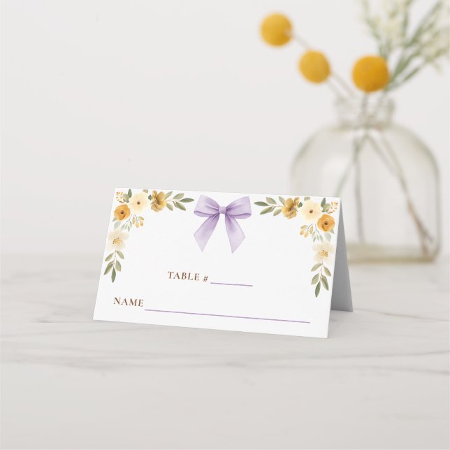 Lavender Floral Bow Tent Card Place Setting (Back)