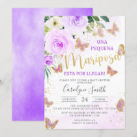 Lavender Floral Butterfly Baby Shower in Spanish