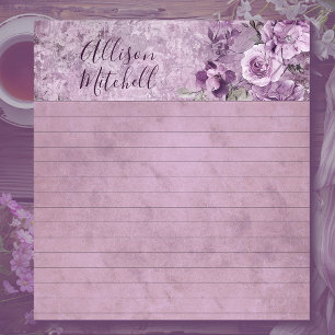 Lavender Floral Customisable Small Lined Notepad