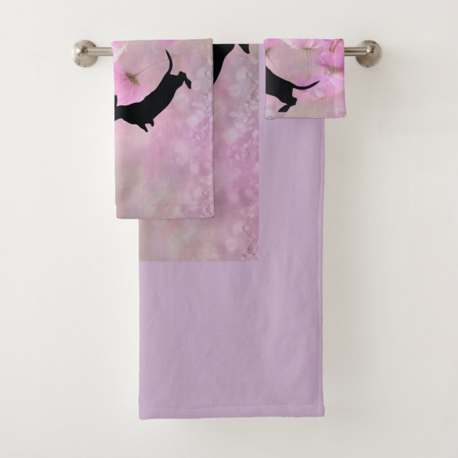 Lavender Floral Dachshund Towel Set (Insitu)