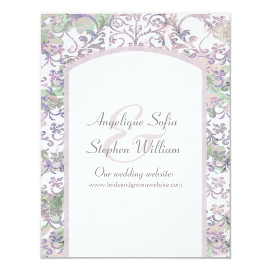 Lavender Floral Damask Wedding Information Card