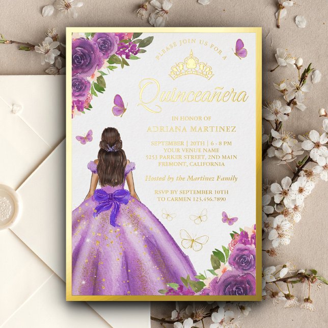 Lavender Floral Dress Butterfly Quinceanera Gold (Creator Uploaded)