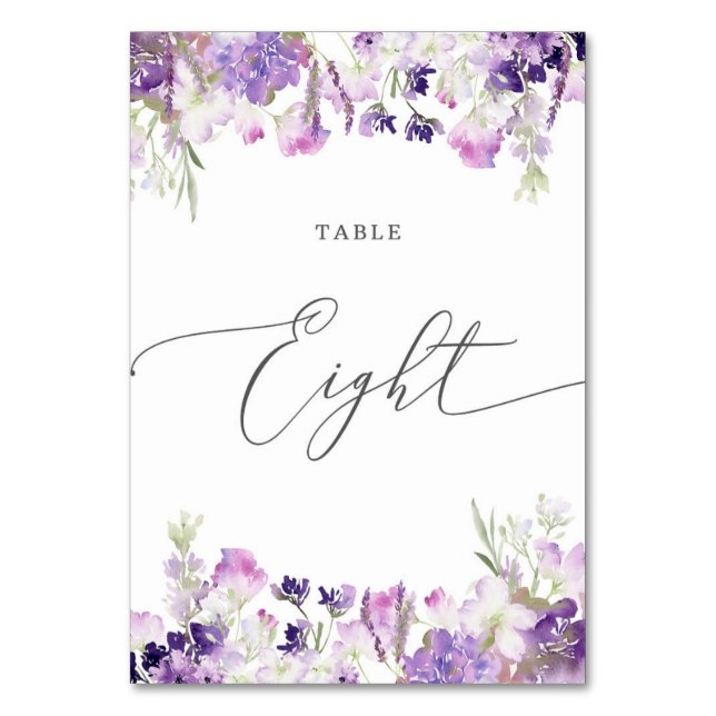 Lavender floral Eight Table Number (Front)