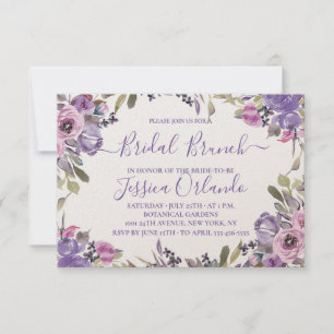 Lavender  Floral Elegant Script Bridal Brunch Invitation