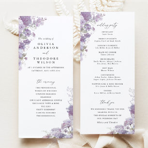 Lavender Floral Elegant Wedding Ceremony Program Programme