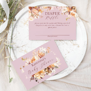 Lavender Floral Fall Baby Shower Diaper Raffle Enclosure Card